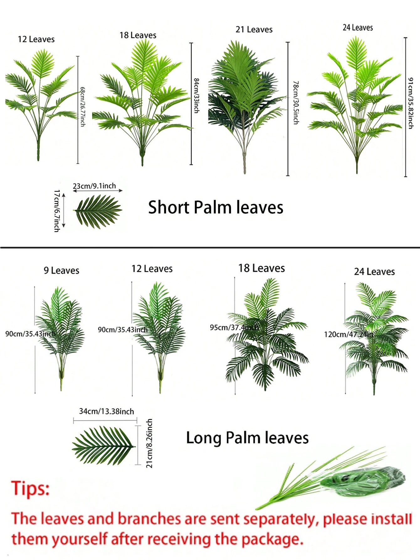 70-120cm Large Artificial Palm Tree Plastic home Decoration