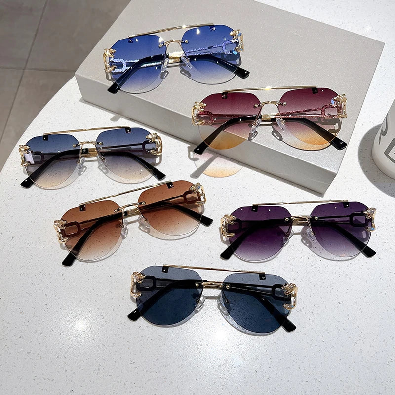 Rimless Sunglasses Men Women