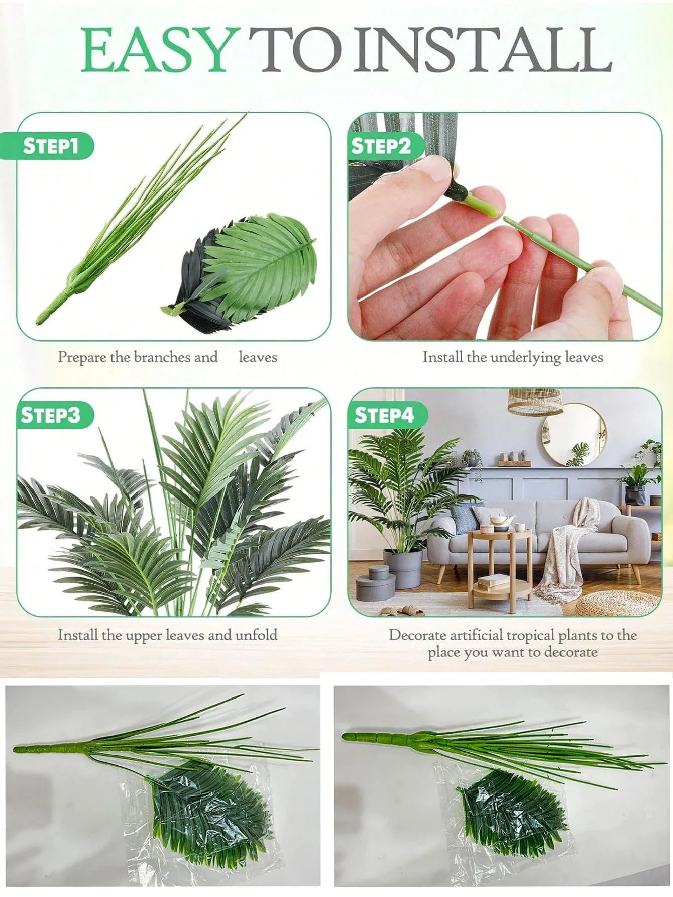 70-120cm Large Artificial Palm Tree Plastic home Decoration