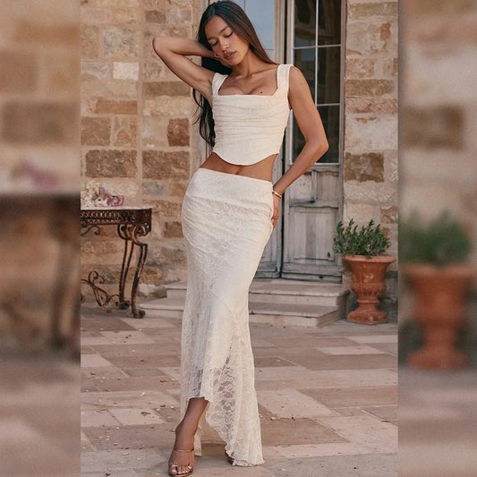 Elegant Sexy Cropped Top and Skirt