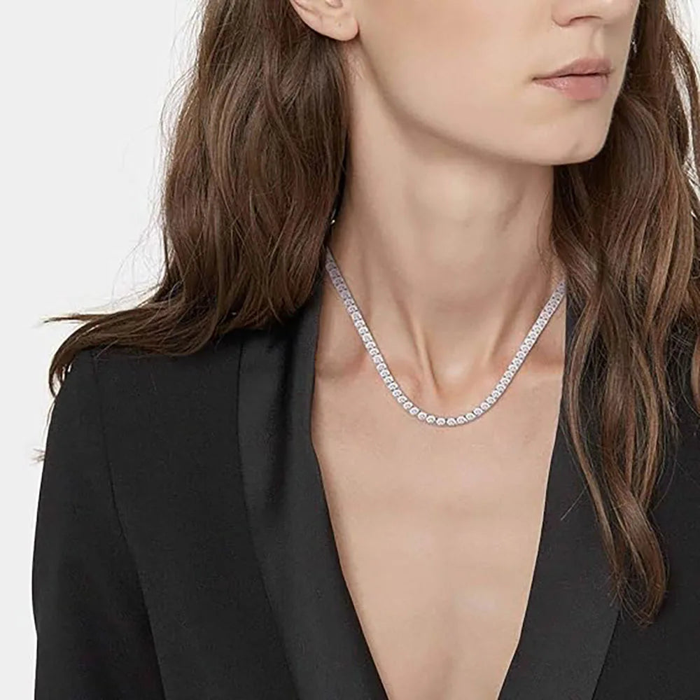 Jewelry Cubic Zirconia Iced Out  18k Gold Plated Bling Necklace For Women