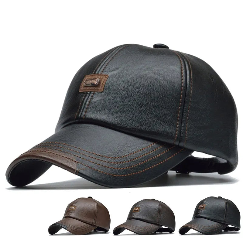 Men Leather  Cap