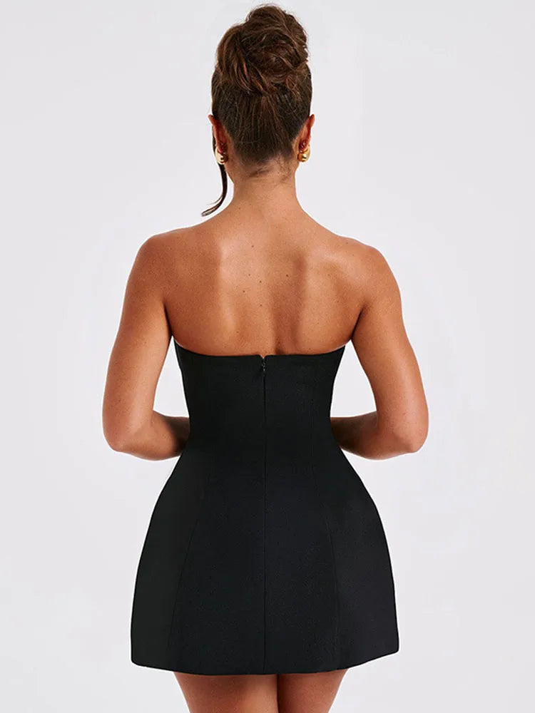 White Mini Dress Female High Waist